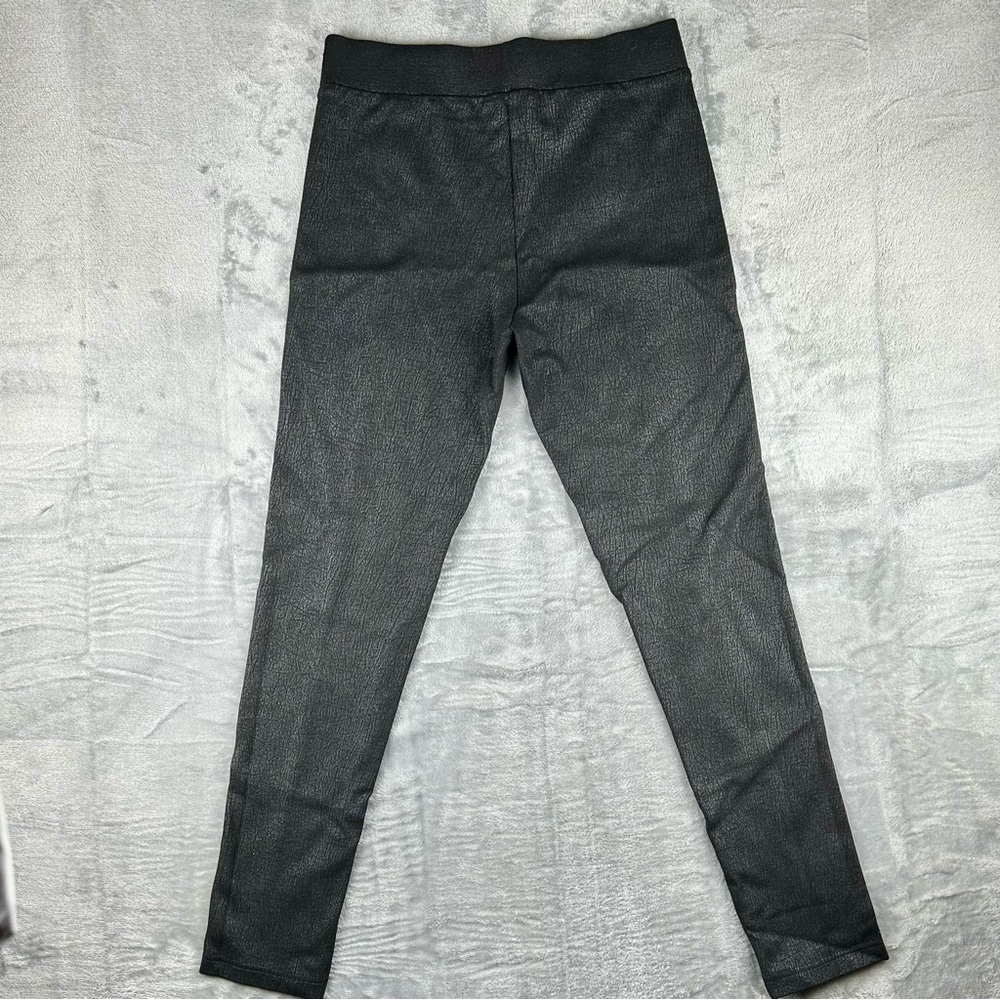 INC Faux Suede Leggings 8 Black Textured Animal Print Pull On Skinny Pants - Picture 6 of 8